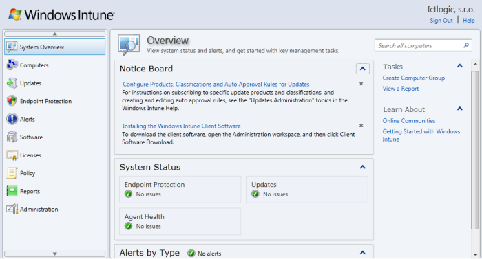 Microsoft® Windows Intune screenshot